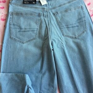 American Eagle Outfitters Women's Light Blue Straight Leg Jeans size 12